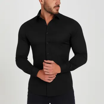 پیراهن آستین بلند یقه برگردان با تنخور معمولی (regular fit) مردانه مدل ابراف